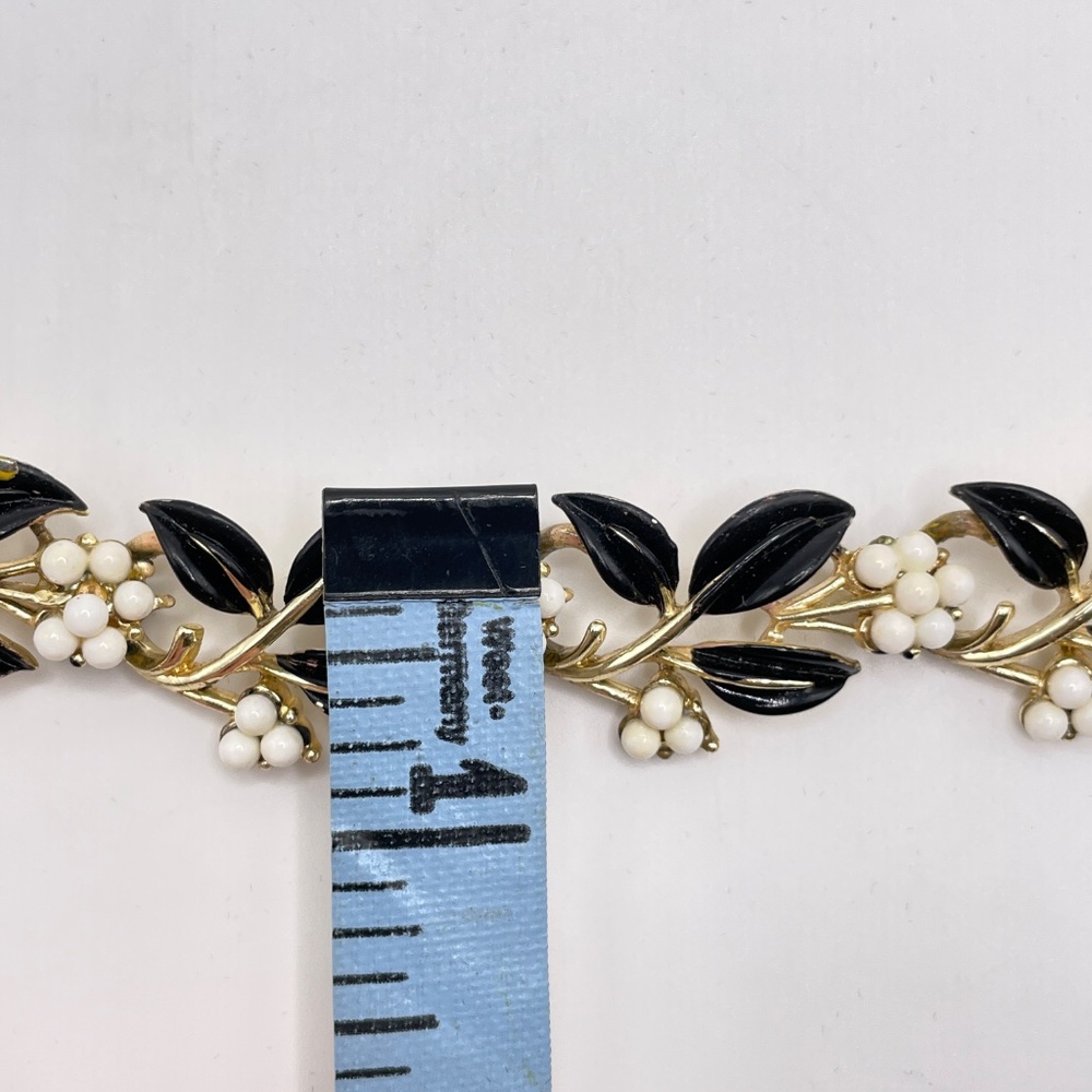 Coro Vintage RARE Black Enamel White Bead Parure Necklace Earrings Bracelet Set - Picture 12 of 16